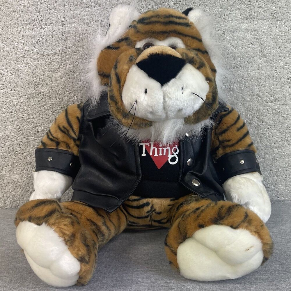 Biker Tiger Plush Black Faux Leather Jacket Dan Dee Wild‎ Thing Stuffed Animal